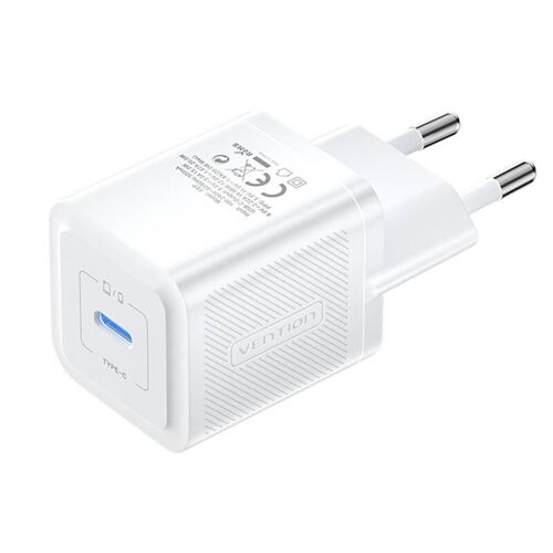 Wall Charger, Vention, Fepw0-Eu, Usb-C, 20w, Gan (White)