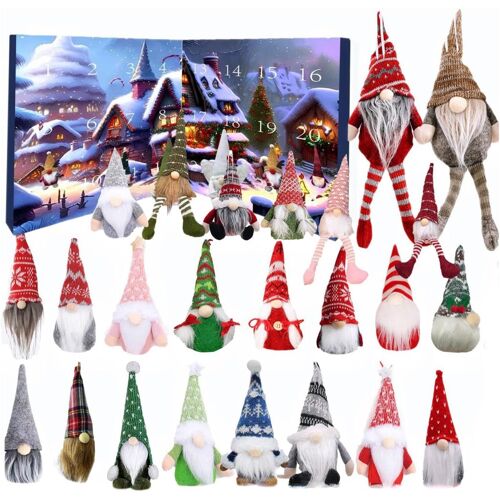 Calendrier de L'Avent Gnome - avec 24 Poupées de Lutin À Collectionner - Déco de Noël de Figurines de Gnome