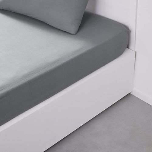 Essential - Drap Housse 90x190 Cm 1 Personne 100% Coton Uni, Acier