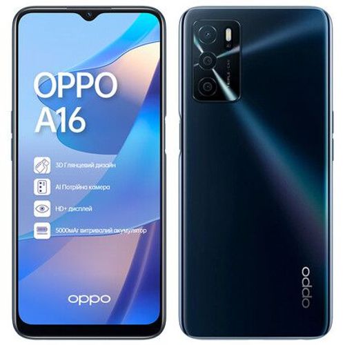 OPPO A16 4Go Ram 64Go 4G Noir Helio G35 Triple Caméra 5000mAh
