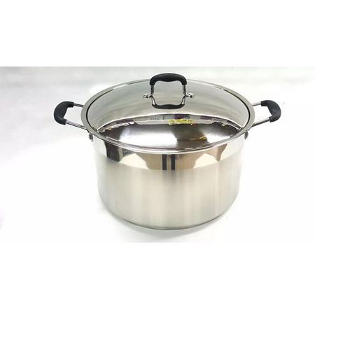 Faitout 22 Litres Marmite Qualité Pro Acier Inox 18/10 Massif Tous Feux Vitrocéramic Electric Gaz Induction Grand Épais Cocotte Mijoteu Casserol Chaleur Résistan Durable Fond Thermo Diffuseur 36x22 Cm