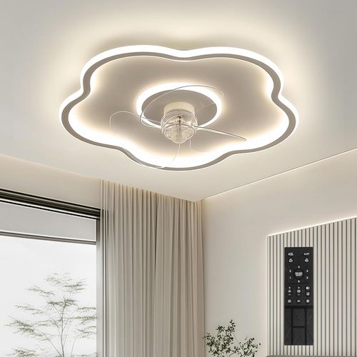 CHECARZHN--NO1-Ventilateur Plafond Avec Lumiere Et Télécommande, Led Dimmable Plafonnier Ventilateur, 6 Vitesses De Vent Et 3 Températures De Couleur, Lampe Ventilateur Silencieux Pour Chambre Enfant