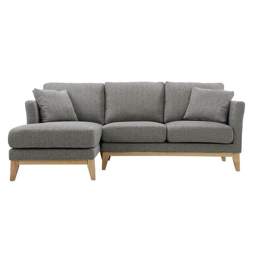 Canapé D'angle Gauche Scandinave En Tissu Gris Clair Déhoussable Oslo