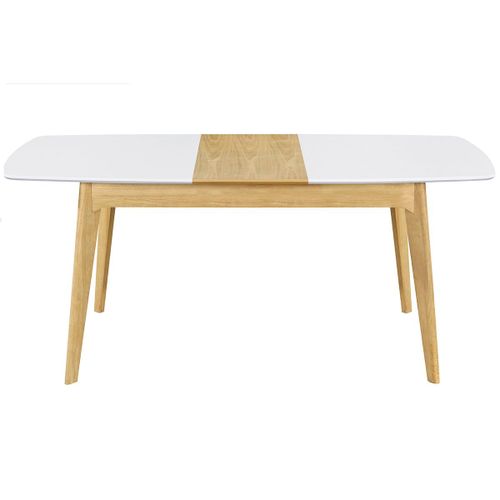 Table Extensible Scandinave Blanc Et Bois L140-180 Cm Meena