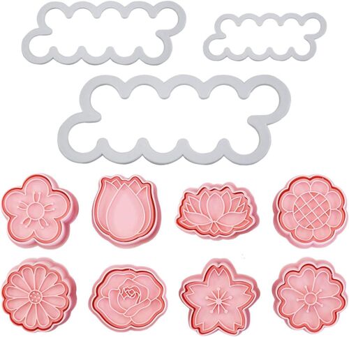 Kal-Morceaux De Forme De Nuage Et 8 Morceaux De Forme De Fleur, Fondant, Accessoires De Cuisson, Machine À Découper À Gâteau, Accessoires À Gâteau, Sculptures À Gâteaux.