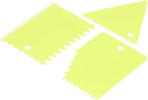 Kal-Ensemble De Grattoirs À Gâteau Colorés 3 Pièces, Spatule À Crème À Motif En Zigzag Ondulé Pour La Cuisson Diy, Outils De Cuisson Essentiels Pour La Décoration De Gâteaux (Green)