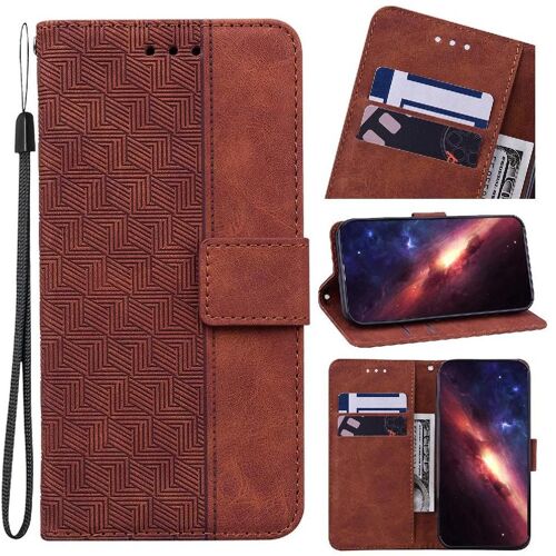 Flip Étui Pour Honor Play 60 Plus Caractéristique De Benne Géométrique En Relief Cuir Pu Premium Flip Folio Portefeuille Couverture - Le Brun