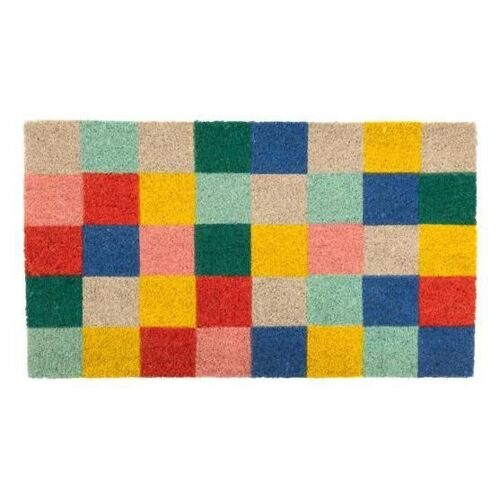 Paillasson Original "Squares"En Noix De Coco Avec Support Antidérapante En Pvc. Dimensions: 70 X 40 X 1,5 Cm - Fisura