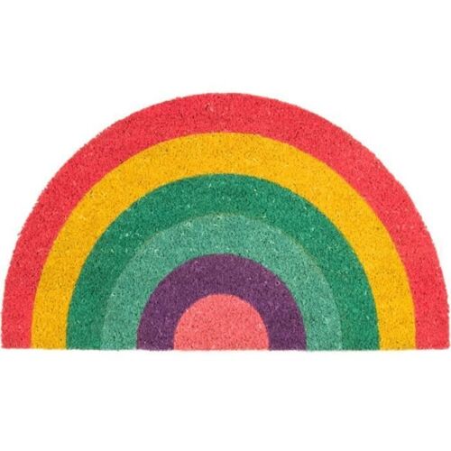 Paillasson D'extérieur "Rainbow" En Noix De Coco Avec Support Antidérapant En Pvc. Dimensions : 70 Cm X 40 Cm X 1,5 Cm - Fisura