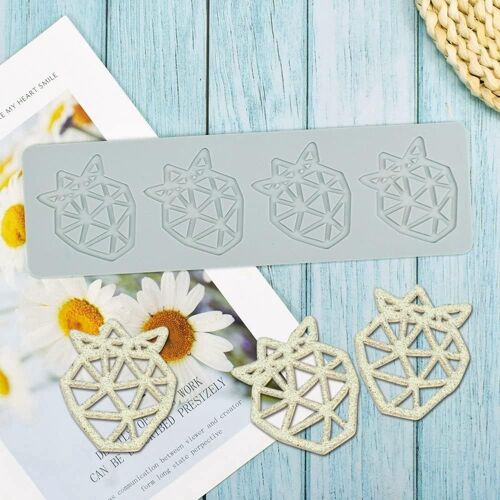 Kal-Moule 3d En Dentelle Creuse Pour Fondant En Forme De Feuille -Outil De Décoration De Gâteau De Fête -Moule En Silicone Pour Argile Polymère -Moule À Chocolat -Fraise -27,4 X 8,1 X 0,2 Cm _E)