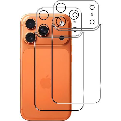 JGD-Arrière Verre Trempé(2)+Caméra Arrière Protecteur(2) pour iPhone 17 Pro Arrière Film Protection d¿écran, sans Bulles, 9H Dureté, Ultra Résistant Vitre Protection pour iPhone 17 Pro