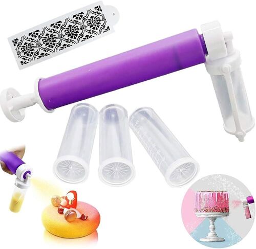 Jexnovashop-Aérographe Manuel Pour Gâteaux,Double Action Aerographe,Outil De Coloration D'aérographe,Compresseur Aerographe,Aérographe Manuel Décoration Gâteau,Pour La Décoration De Desserts (Violet)