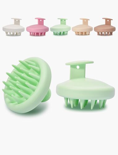 Kal-Brosse Massage Cuir Chevelu-Vert-Massage Crane 100% Silicone Brosse Cuir Chevelu Pour Shampooing Massage De Tête Manuel Pour Cheveux Cultivés