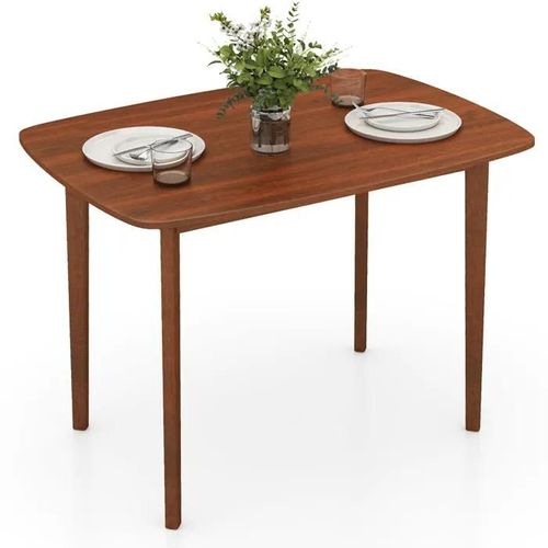 COSTWAY Table à Manger Rectangulaire 110 x 78 x 77 cm pour 2-4 Personnes - Pieds en Bois de Caoutchouc Solides - Style Moderne
