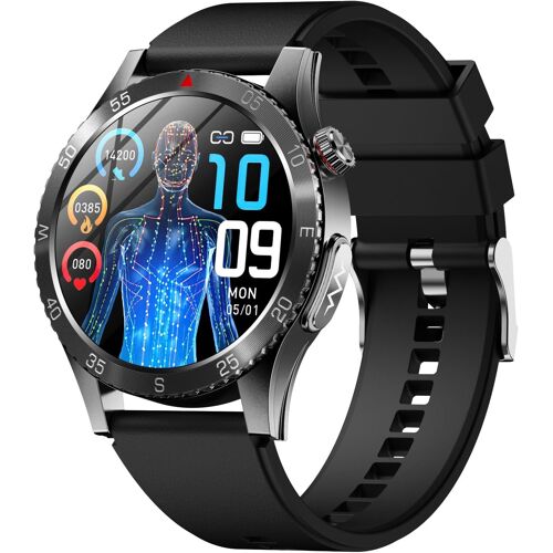 KAL-Montre Connectée Homme Femme, 1,43"" Amoled Ronde Smartwatch Avec Appel Bluetooth, 24H Sommeil Monitor, Montre Sport Pour Android/Ios