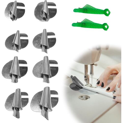 KAL-Pièces Pied De Biche Ourlet,3-Mm Pied Machine A Coudre Ourlet Roulé Presseur Rolled Hemmer Foot De Biche Accessoires Roulé Pour Machines À Coudre Domestiques Et Industrielles