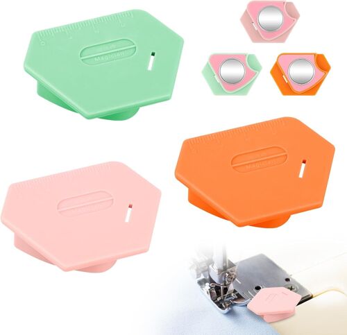 KAL-Pièces Guide Couture Aimanté Pour Machine À Coudre, Guides De Couture Magnétiques Amovibles Pour Machine À Coudre, Outil De Fixation Multifonction, Guide D'Ourlet Polygonal Avec Échelle