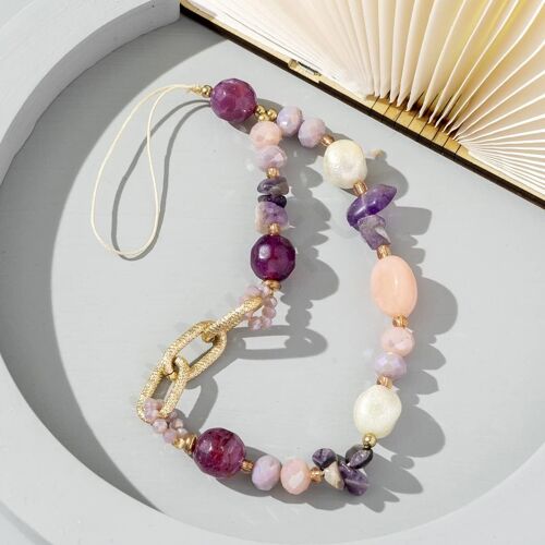 KAL-Bohême Anti-Perte Chaîne De Téléphone Portable Chaîne Universelle Perles Colorées Gravier Acrylique Téléphone Lanyard Strap Dragonne Chaîne De Perles Porte-Clés Lanière Téléphone Portable Bijoux