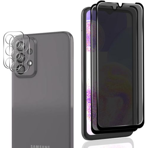 Verre Trempé Anti Espion Pour Samsung Galaxy A23 / A23 5g, 2 Pièces Privacy Film Et 2 Pièces Protecteur Caméra Arrière, Avec Kit D`Installation Facile, Anti-Spy Protection