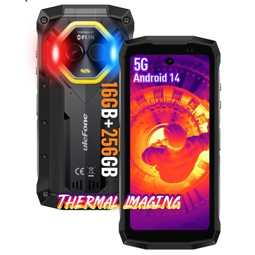 Ulefone Armor Mini 20T Pro 5G Téléphone Portable Incassabl,16Go+256Go, 64MP Imagerie Thermique, Noir