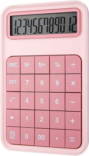 Calculatrice de bureau, fonction standard, grand écran LCD 12 chiffres, pour l'école, le bureau, la maison et les magasins - Rose