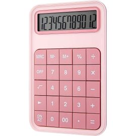 Calculatrice de bureau, fonction standard, grand écran LCD 12 chiffres, pour l'école, le bureau, la maison et les magasins - Rose