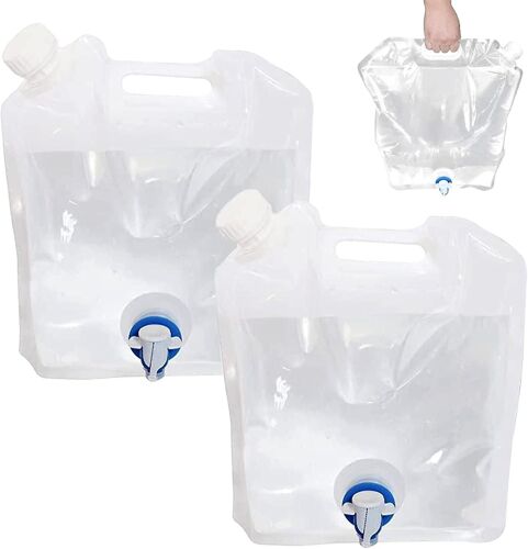 Lot De 2 Bouteilles D'eau Pliables De 10 L Avec Robinet, Réservoir D'eau Potable Pliable Et Réutilisable, Pour Le Sport, Le Camping, La Randonnée, Les Pique-Niques, Les Barbecues Et Les Activités De Plein Air