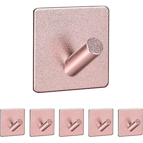 Crochets muraux adhésifs, 6 pièces 3M, crochets muraux porte-serviettes pour salle de bain, cuisine, crochets adhésifs étanches sans perçage, alliage d'aluminium, rose