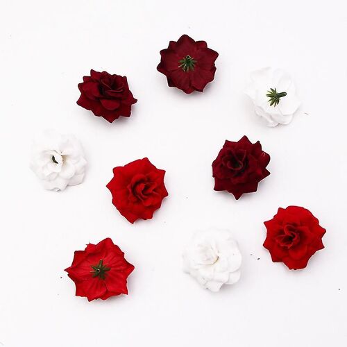 Lot de 20 mini têtes de fleurs artificielles multicolores pour décoration d'intérieur (4,8 cm, couleurs mélangées)