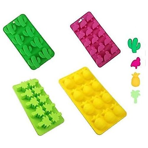 Lot De 4 Moules À Glaçons En Silicone Pour Savon, Chocolat, Gâteau, Pain, Biscuits, Ananas, Cocotier, Flamant Rose, Cactus