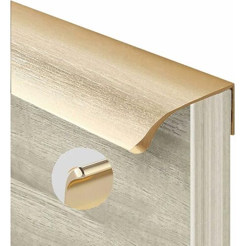 Lot de 6 poignées de cuisine invisibles en aluminium brossé doré pour meubles, portes, tiroirs, armoires, décoration intérieure de chambre à coucher avec vis (longueur)
