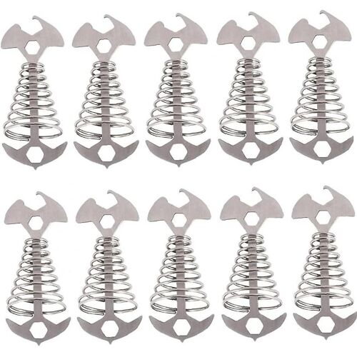 Lot De 10 Piquets D'ancrage En Alliage D'aluminium, Barres D'angle Coupe-Vent En Arête De Poisson Avec Boucle À Ressort, Corde, Ancre Portable Pour Tente De Camping