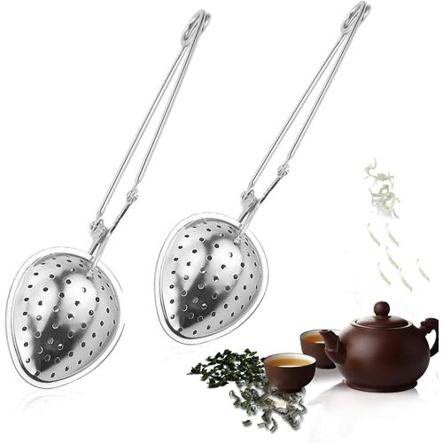 Infuseur À Thé, Cuillère À Thé, Passoire À Thé Pour 1 À 2 Tasses, Infuseur À Thé, Acier Inoxydable, Argent (2 Pièces)