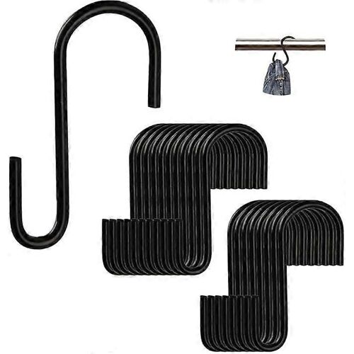 Lot de 20 crochets en S en métal pour cuisine, salle de bain, chambre à coucher, mini crochets en S (noir)