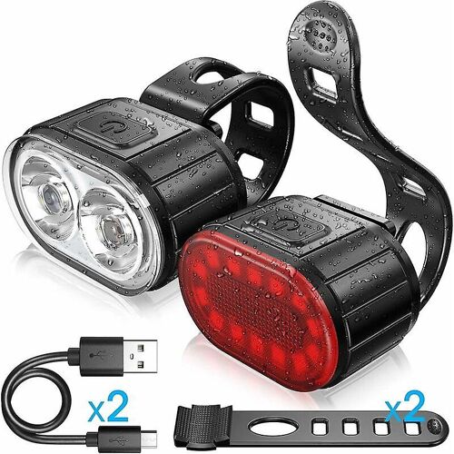 Ensemble D'éclairage De Vélo, Feu Arrière Et Phare À Led Pour Vélo De Sport, Éclairage Avant À 4 Modes D'éclairage Et Éclairage Arrière À 6 Modes D'éclairage, Parfait Pour Le Cyclisme En Montagne Ou Sur Route