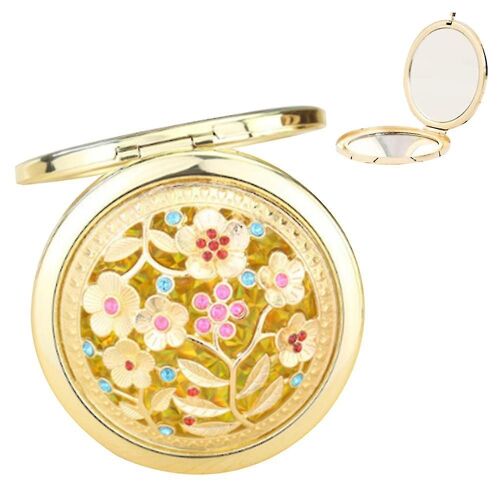 Miroir Compact, Petit Miroir De Maquillage Rond, Miroir À Imprimé Rétro, Miroir De Maquillage Pliable Pour Les Amateurs De Beauté, Miroir À Main 