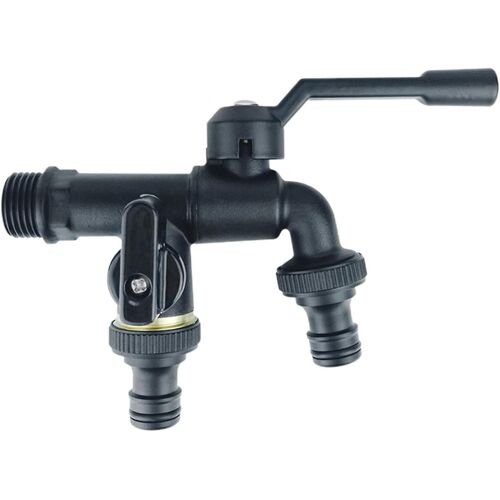 Robinet De Jardin À 2 Voies - Robinet À Double Sortie 1/2"" En Laiton Noir Antigel, Outils De Jardinage D'extérieur, Séparateur De Robinet, Séparateur De Tuyau