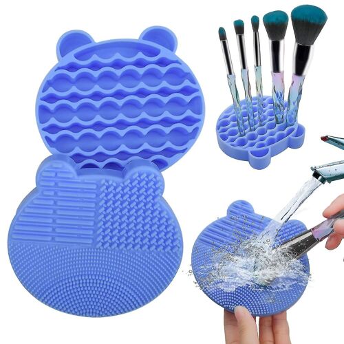Tapis De Nettoyage Pour Pinceaux De Maquillage, Brosse En Silicone 2 En 1, Plateau De Séchage Pour Pinceaux De Maquillage, Outil De Nettoyage Portable Pour Pinceaux De Maquillage De Voyage