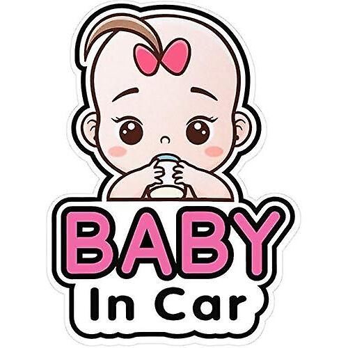 1 autocollant pour bébé dans la voiture, autocollant amovible pour panneau d'annonce de sécurité, autocollant mignon pour fenêtre de voiture (fille)