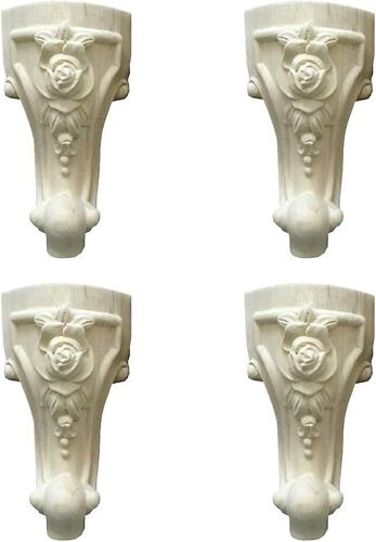 Lot de 4 pieds de meubles en bois sculpté, pieds de meubles en bois massif de 15 cm, pieds de meubles de table, pieds de canapé, appliques d'angle en bois sculpté de style européen