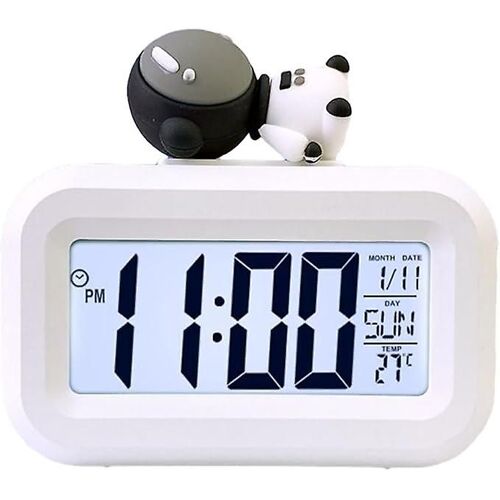 Réveil LCD haute définition avec écran rétroéclairé, multifonction, économie d'énergie, pour chambre à coucher, voyage, blanc