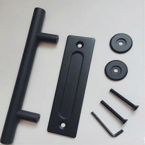 Poignée de porte coulissante rétro en aluminium noir, ensemble de poignées encastrées pour porte coulissante en bois, 30 cm
