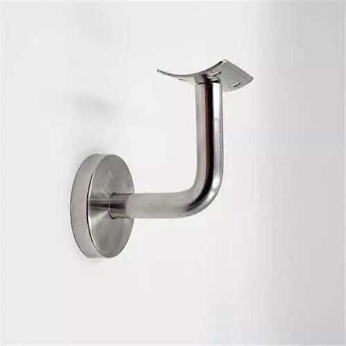 Lot de 2 supports de rampe plats en bois avec rosace en acier inoxydable, inclinaison réglable pour mur intérieur, loft, rampe antique, 60 x 60 mm