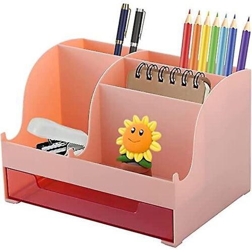 organiseur de bureau avec tiroir coulissant, rangement multifonction, porte-stylo peu encombrant, pour fournitures scolaires et de bureau (épingle)