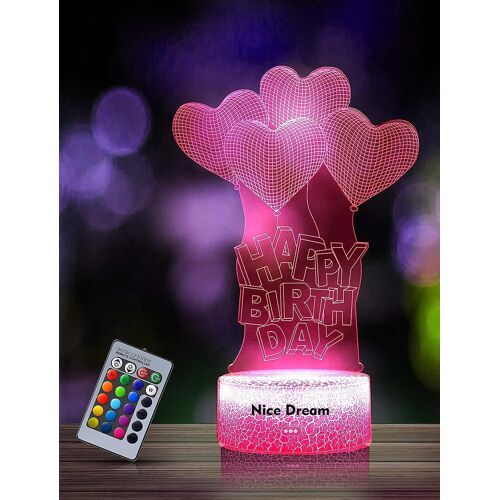 Veilleuse ballon d'amour Nice Dream pour enfants, lampe illusion 3D LED pour chambre d'enfant, télécommande 16 couleurs changeantes, intensité variable, cadeau de Noël pour filles