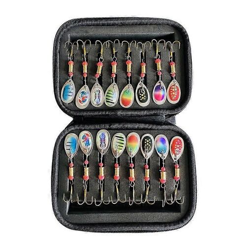 Leurres De Pêche, 16 Cuillères De Pêche, Leurres Métalliques, Cuillères De Pêche, Pour Truite, Bar, Lancer, Spinner, Avec Sac De Rangement