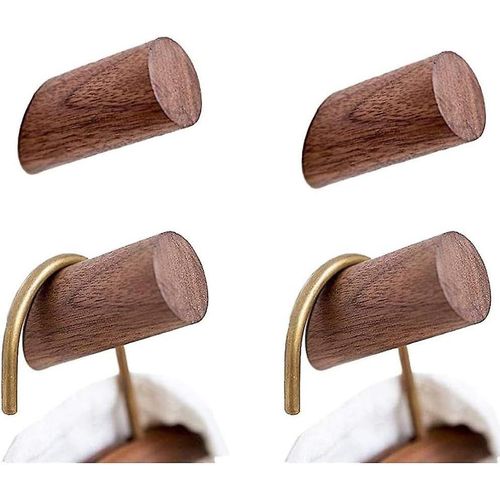 Crochets muraux en bois, lot de 4 patères murales | Crochets en bois rustiques robustes pour peignoirs et chapeaux | Crochets pour suspendre serviettes de bain et vêtements