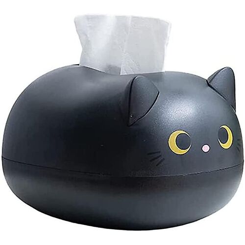 Boîte À Serviettes Multifonction En Forme De Chat (Noire) 22 X 16 X 13 Cm