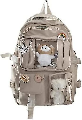 Sac à dos mignon et esthétique, fournitures scolaires, animal animé avec épingles, pendentif ours, poisson, chat, chaton, sac à dos de style japonais, sac à dos de dessin animé pour ordinateur portable