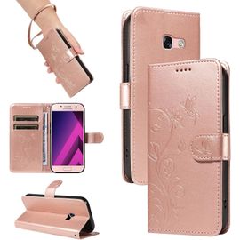 Kal-Coque Pour Samsung Galaxy A3 2017 - Étui Coque Antichoc Portefeuille Avec Porte Cartes, Pu Cuir Magnétique Boîtier En Silicone Et Protection De Caméra, Or Rose